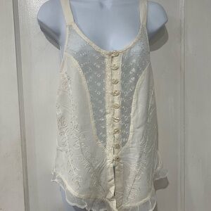Elegant Cream Embroidered Tank Top